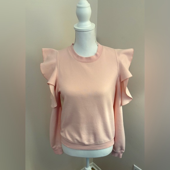 Rebecca Minkoff Pink Ruffle Sleeve Sweatshirt - Picture 1 of 5